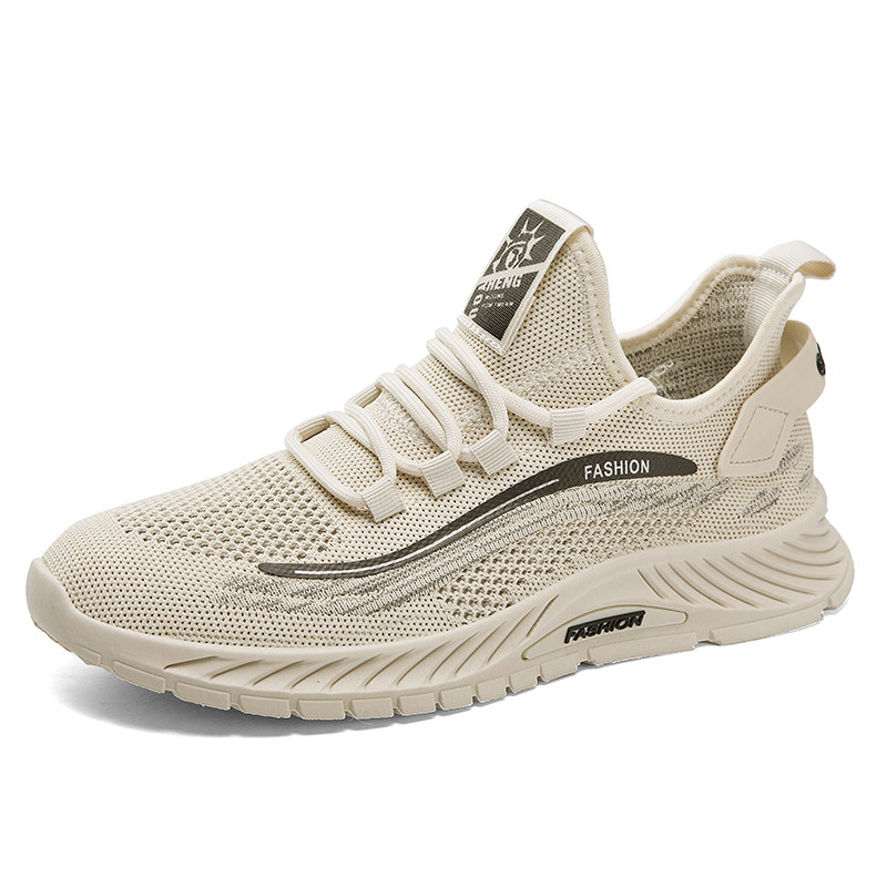 Flyknit Shoes, Spring Breathable Sneakers, Non-Slip Soft Sole, Versatile Men's Summer Thin Casual Mesh Shoes_voghion.com