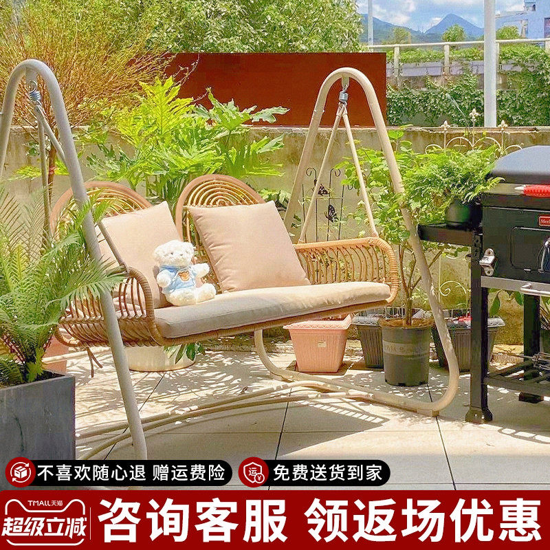 紫叶户外秋千椅双人农村小院家用吊椅别墅荡秋千庭院花园阳台秋千