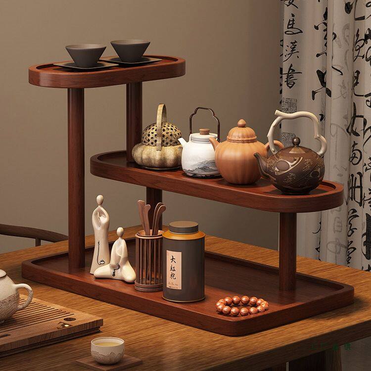 桌面小型实木博古架茶桌置物架茶叶茶杯茶具紫砂壶文玩摆放展示架