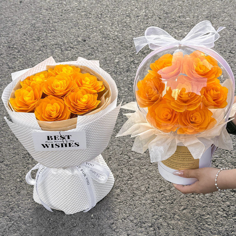 创意diy手工花艺包装纸花束有杏三生银杏叶女生送生日礼物材料包