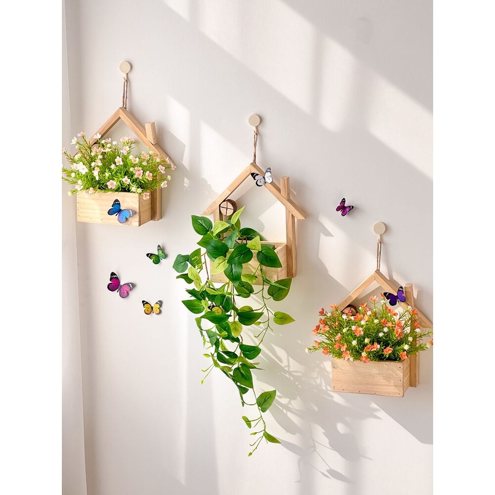 壁挂花器墙面装饰品假花餐厅房间电视背景墙上绿植小挂件遮丑