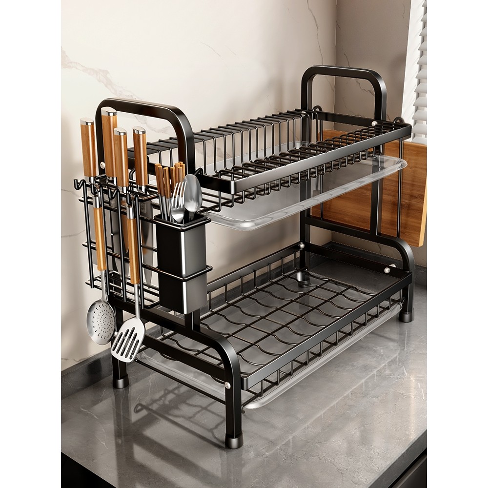碗碟收纳架厨房置物架多功能碗柜家用双层碗筷收纳盒放碗架沥水架