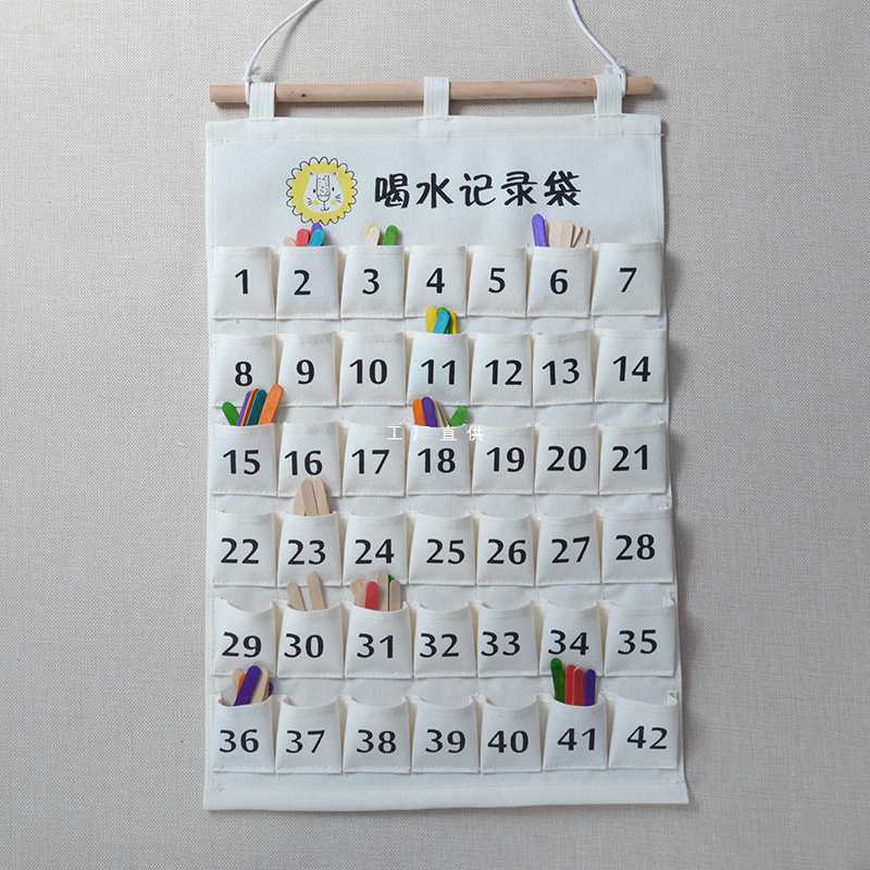 防水帆布幼儿园喝水记录袋 准确记录幼儿每天喝水的杯数 园振尾荣