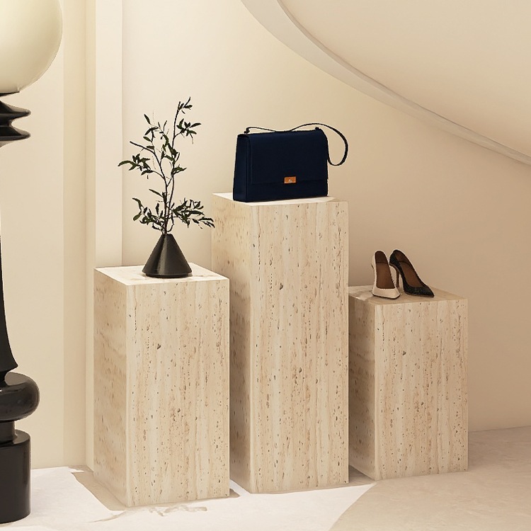 地台展示台服装店模特橱窗底座摆件饰品方形陈列道具洞石风台