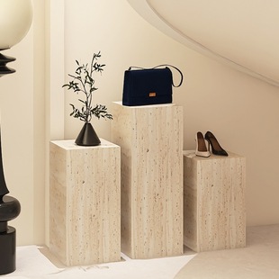 地台展示台服装店模特橱窗底座摆件饰品方形陈列道具洞石风台