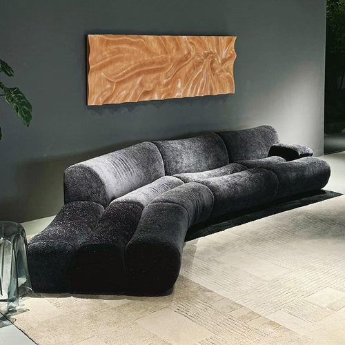 意式极简竹节沙发复古新款模块