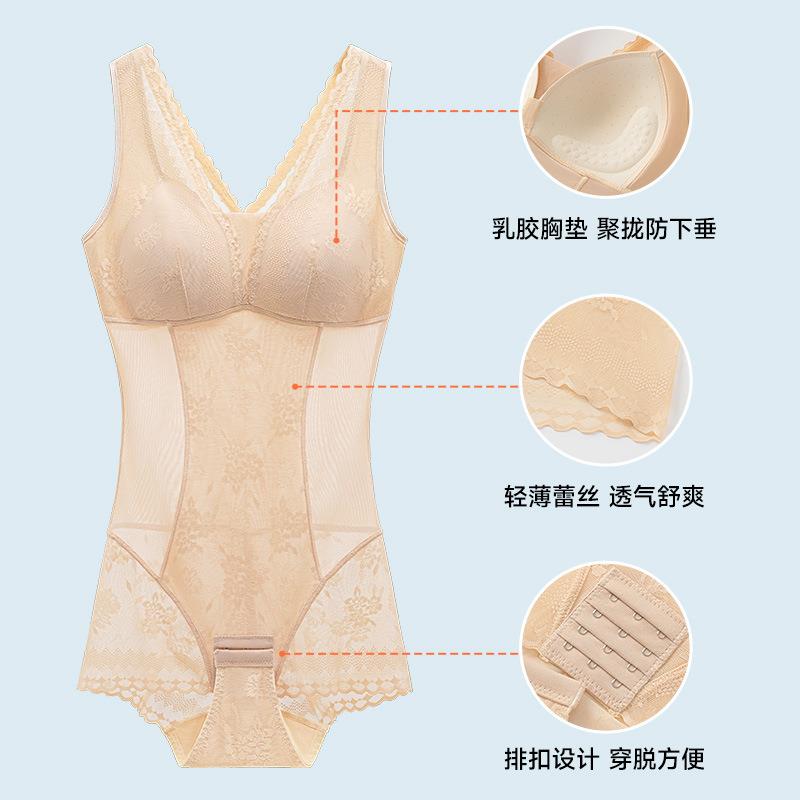 收腹连衣体塑身女夏季薄款带胸式罩一体收肚XNX子束腰提小臀瘦束