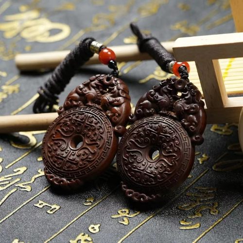 适用雷击枣木天然貔貅吊牌挂件招财进宝老枣木随身木牌项链a0193