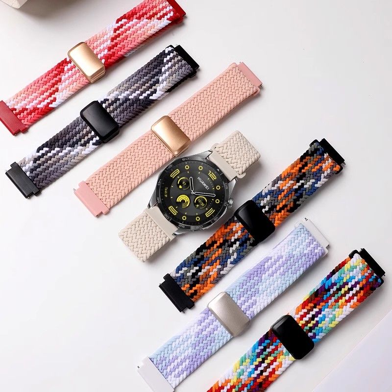 磁吸便捷适用华为GT5/Watch4pro编织磁吸折叠扣表带GT4手表硅胶GT