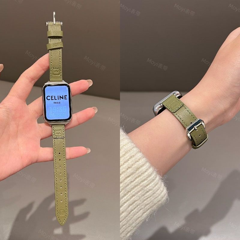 适用于小米手环9pro8pro通用红米watch5细款可爱小熊柔软真皮表带