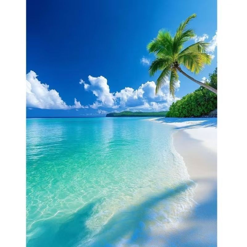 高清治愈系沙滩海景风景画自粘墙贴画客厅玄关网红背景墙贴纸壁画