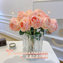 玫瑰仿真花塑料假花客厅装饰花艺摆件餐桌花摆设干花仿生花束轻奢