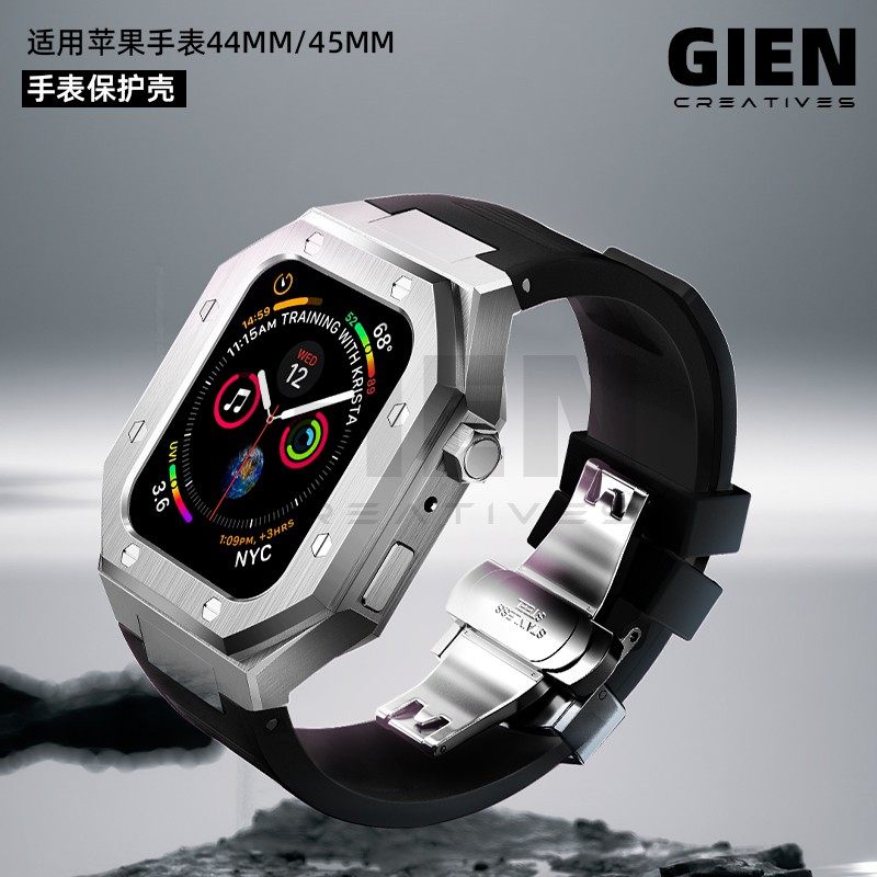 适配Apple watch9/8/7/6/5/4/SE二代不锈钢苹果橡树手表壳金属壳
