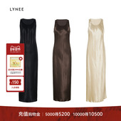 新款 LYNEE 肌理醋酸垂顺收腰背心连衣裙女夏季 简约显瘦长裙老钱风