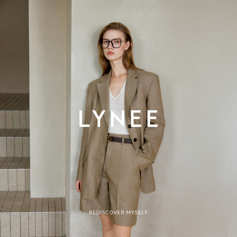 lynee黑标系列亚麻宽松通勤西装