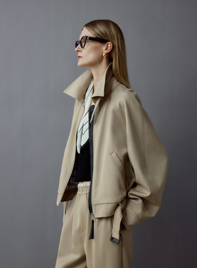 LYNEE【自在穿行】L@ewe羊毛简约夹克女新款气质高级感宽松外套