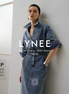 LYNEE黑标牛仔连衣裙秋季收腰