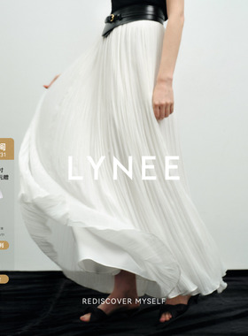LYNEE【迷迭花园】白色百褶半身裙女2026新款a字大摆伞裙百搭长裙