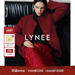 LYNEE【黑标 新生红装】羊驼毛羊毛混纺 圈圈毛大扣红色短外套
