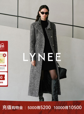 LYNEE x TORIL【黑标智性美学】灰色马海毛混纺圈圈绒直身大衣