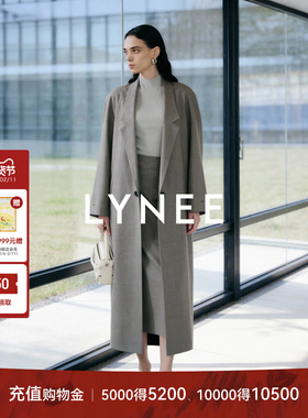 LYNEE【黑标静奢】意大利进口nobility羊毛长西装灰色廓形长风衣