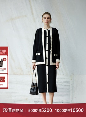 LYNEE【致敬Ch@nel】经典黑白撞色小香针织上衣/连衣裙/开衫/半裙