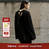 LYNEE 女 兔毛羊毛毛衣针织圆领套头衫 黑标福禄系列 桑蚕丝飘带