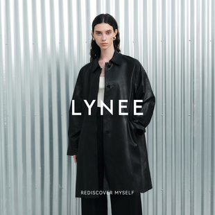 LYNEE【黑标】ins博主真皮皮衣 黑色翻领一手长进口皮风衣外套