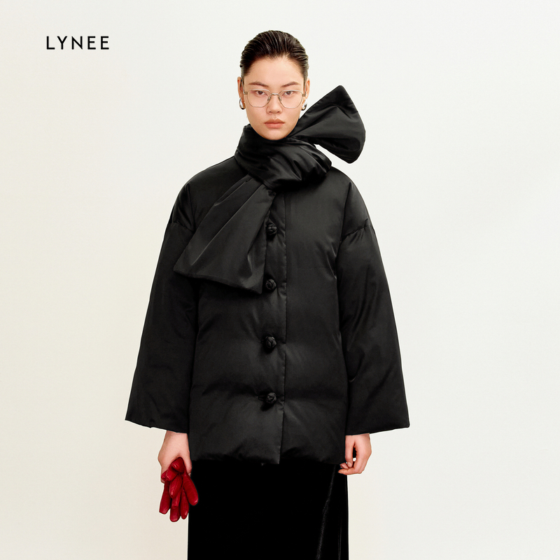 新【福利】LYNEE 新中式围脖鹅绒羽绒服女短款面包服外套