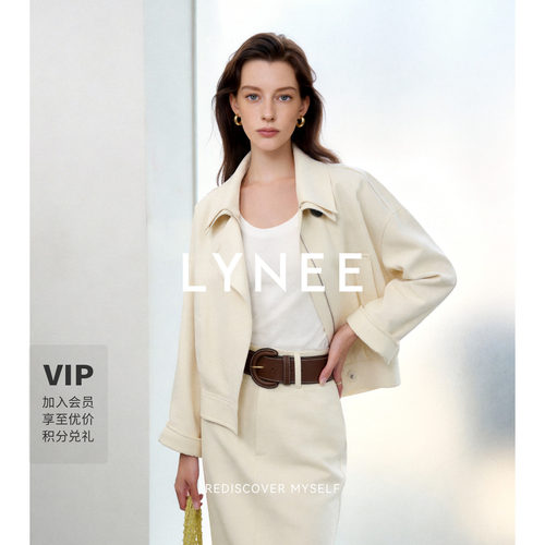LYNEE【静调哲学】棉混纺双领设计感套装女时尚短夹克/半裙两件套