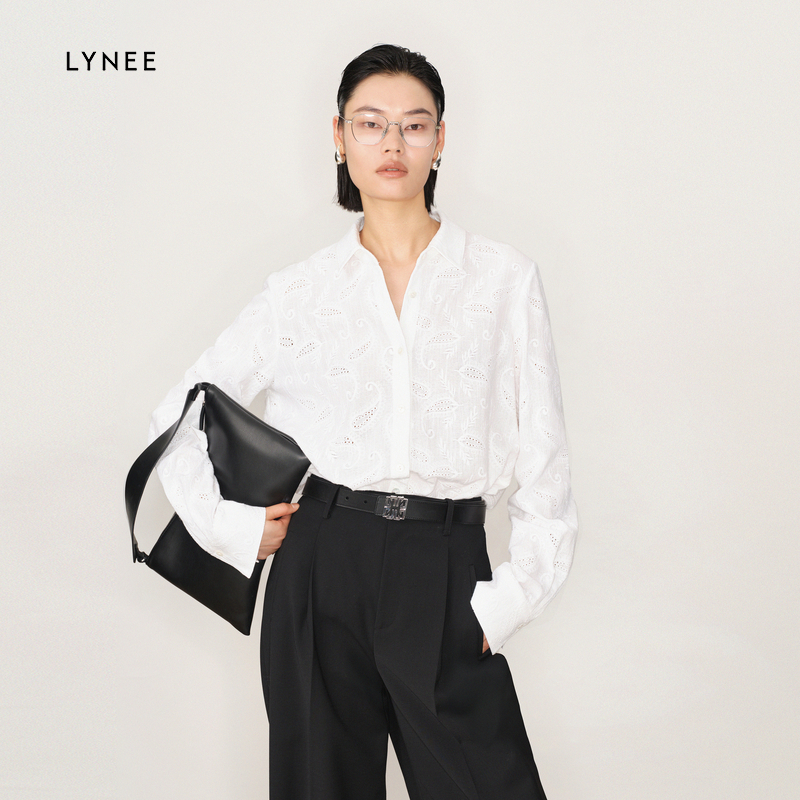 LYNEE 正肩棉绣花衬衫
