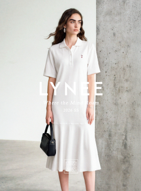 LYNEE【徽章】小马刺绣连衣裙女2026夏季新款POLO白色巨漂亮裙子