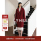 LYNEE 圈圈毛红色中长大衣外套 羊驼毛羊毛混纺 黑标 新生红装