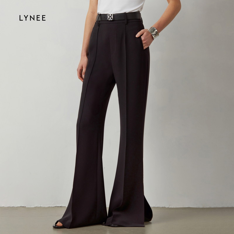 LYNEE细唇袋侧开衩喇叭裤女