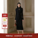 罗马假日 LYNEE 黑标 半高领羊毛混纺针织连衣裙百搭小黑裙长裙