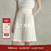 短裤 LYNEE 夏季 百搭高级感西装 简约老钱亚麻 肌理感高腰白色中裤