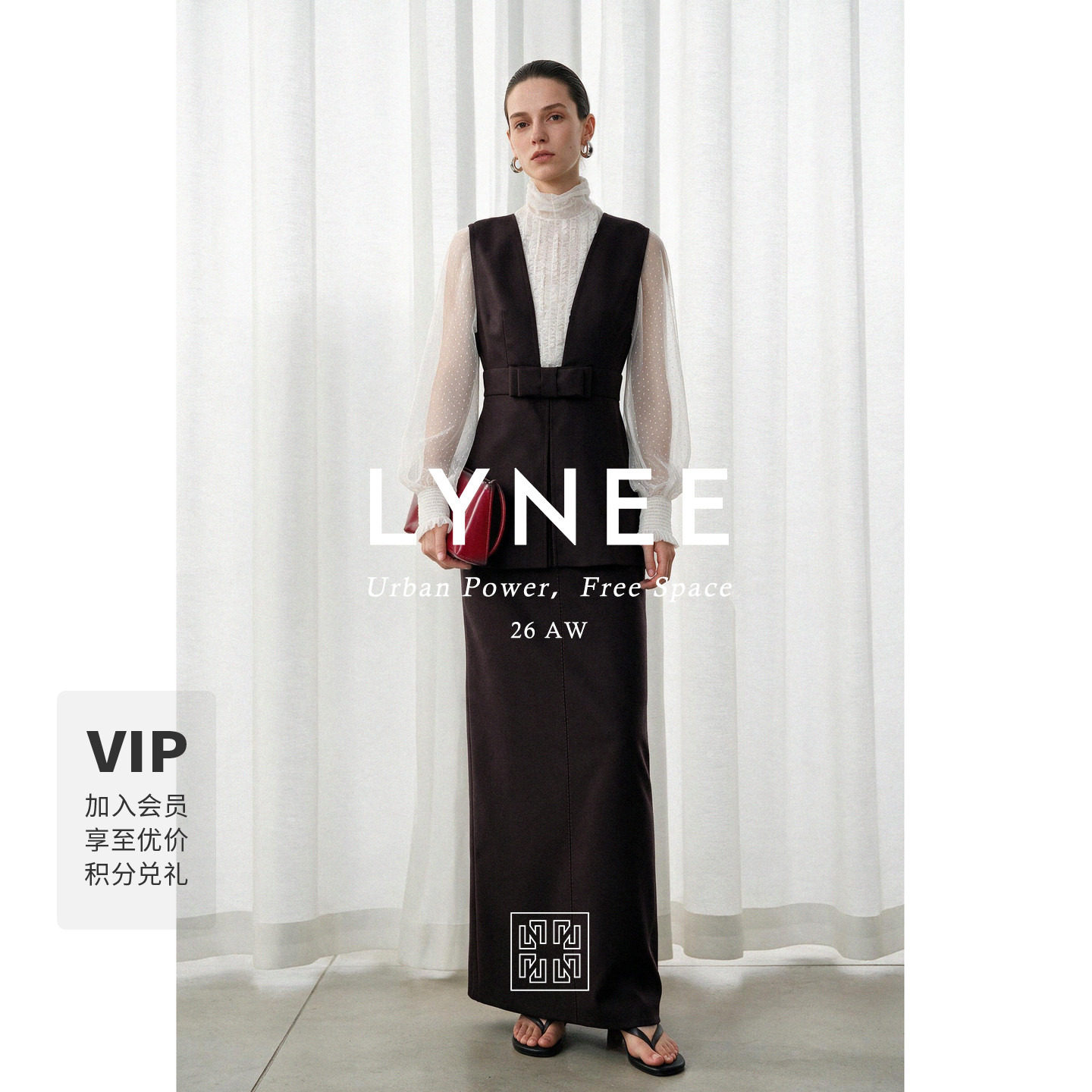 LYNEE复古可可蝴蝶结秋套装女图片