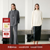 蕾丝拼接半高领卫衣女卫裤 新LYNEE 雾屿 休闲宽松灰色