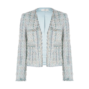 LYNEE【绮境】复古粗花呢香风外套女春新款千金贵气v领短款上衣