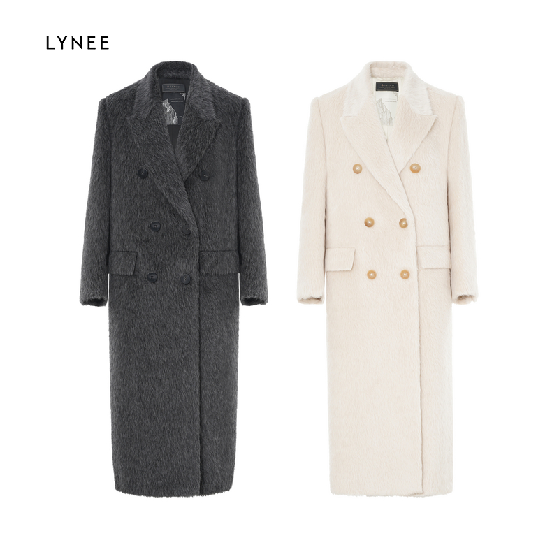 LYNEE 高含量进口苏力羊驼羊毛宽松气质长大衣女冬毛呢外套