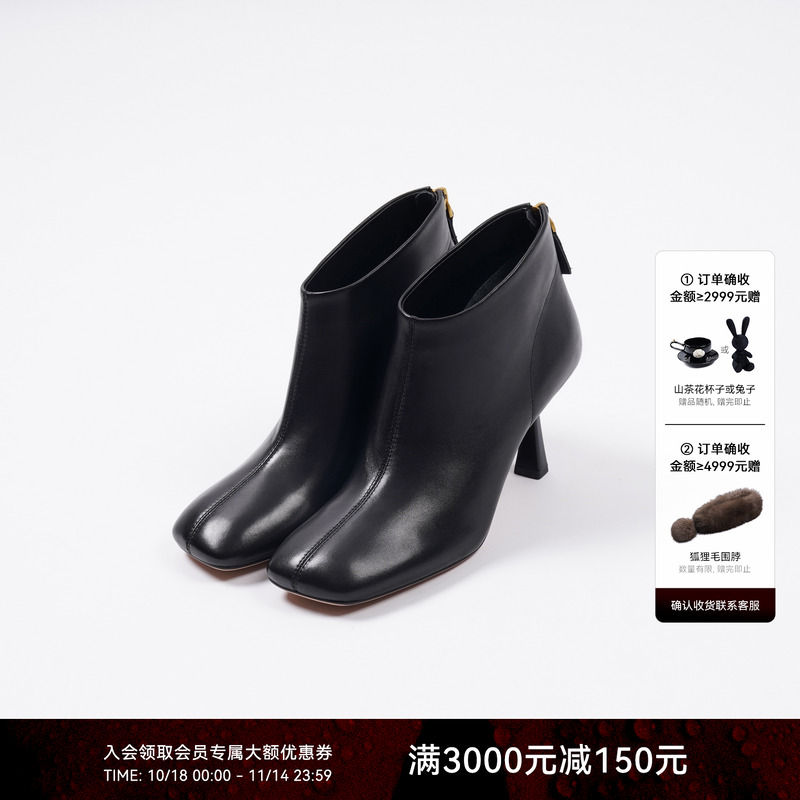 LYNEE 高跟踝靴秋冬黑色高跟鞋  LAD2FAA039