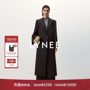 绅士大衣 外套女2025新款 戗驳领H版 精纺羊毛西装 大衣 长款 LYNEE