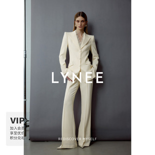 醋酸睫毛蕾丝收腰西装 TORIL 女高级感西服 喇叭裤 套装 LYNEE