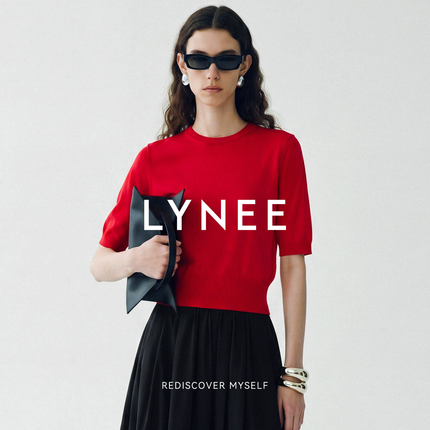 LYNEE【樱桃甜心】红色圆领短袖针织衫女夏季新款慵懒风凉感上衣