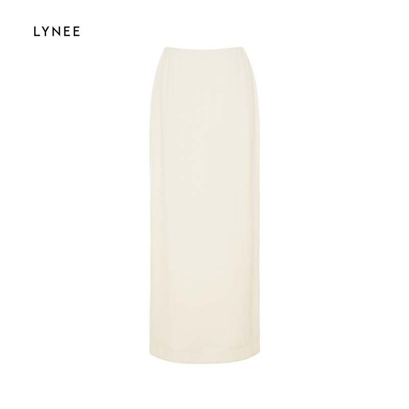 LYNEE 进口天丝混纺肌理感高腰直筒半身裙女春季新款优雅显瘦半裙