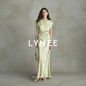 LYNEE  新款时尚女千金风醋酸套裙夏季两件套钉珠亮片背心套装