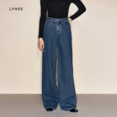裤 LYNEE 休闲百搭长款 女新款 子 字母刺绣纯棉高腰阔腿复古牛仔裤