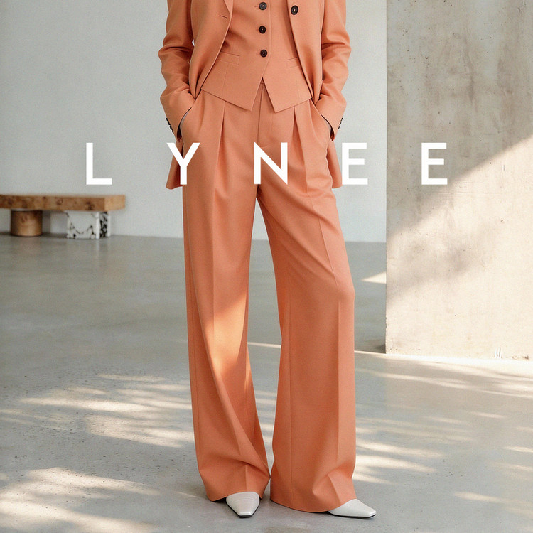 LYNEE【金标 春日花序】精纺羊毛高腰简约橙色阔腿裤女百搭裤子图片