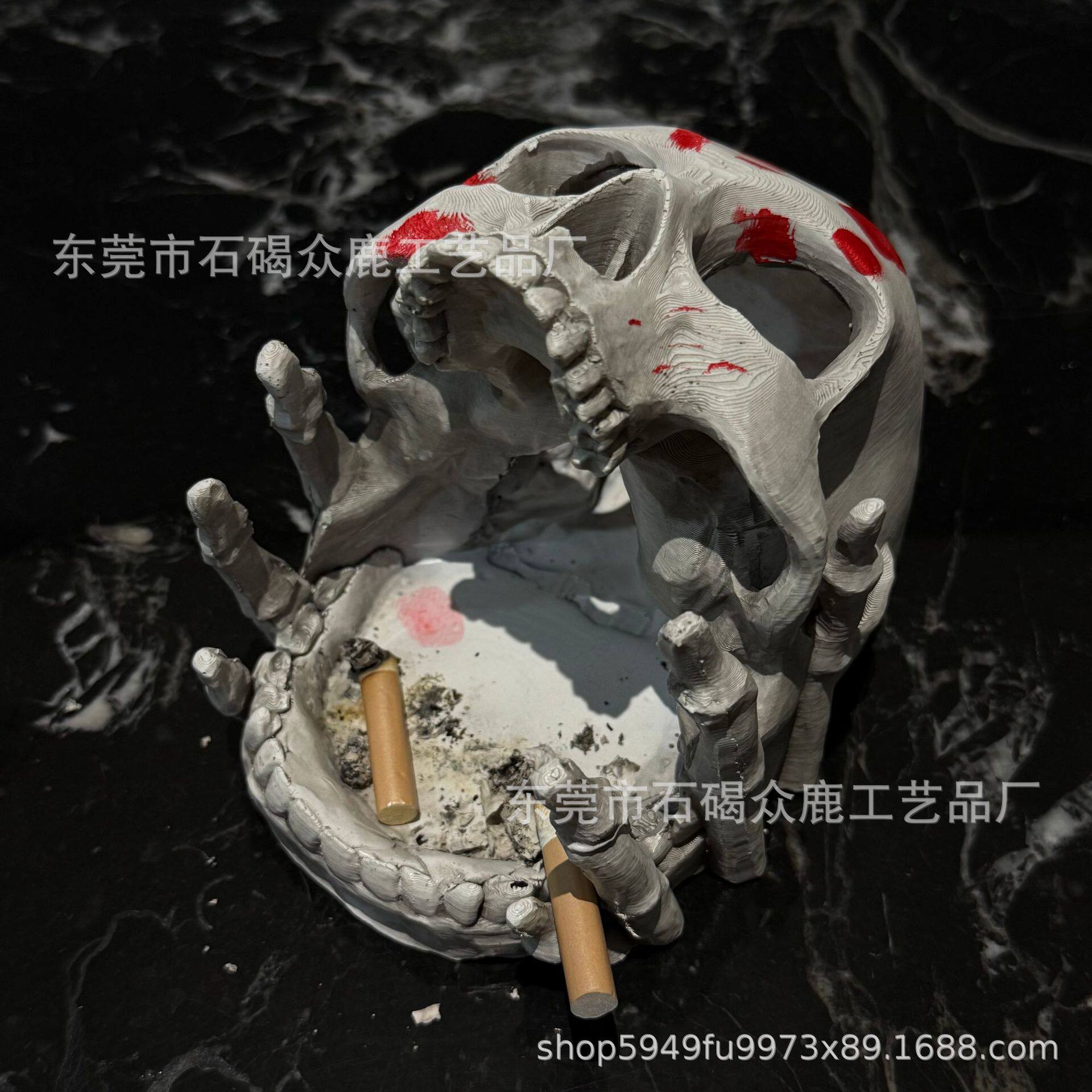跨境爆款创意骷髅首饰收纳盒收纳架骷髅头树脂工艺品摆件高级感