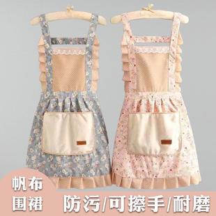 护衣时尚 纯棉围裙厨房家用专用餐饮做饭网红工作服罩衣女新款 围D